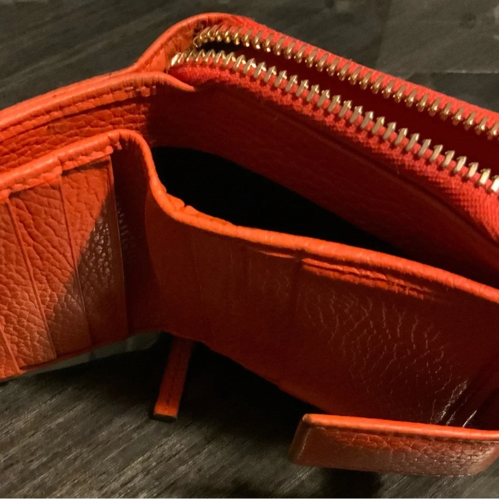 Gucci Signature Monogram Canvas Wallet with Orange Leather Trim